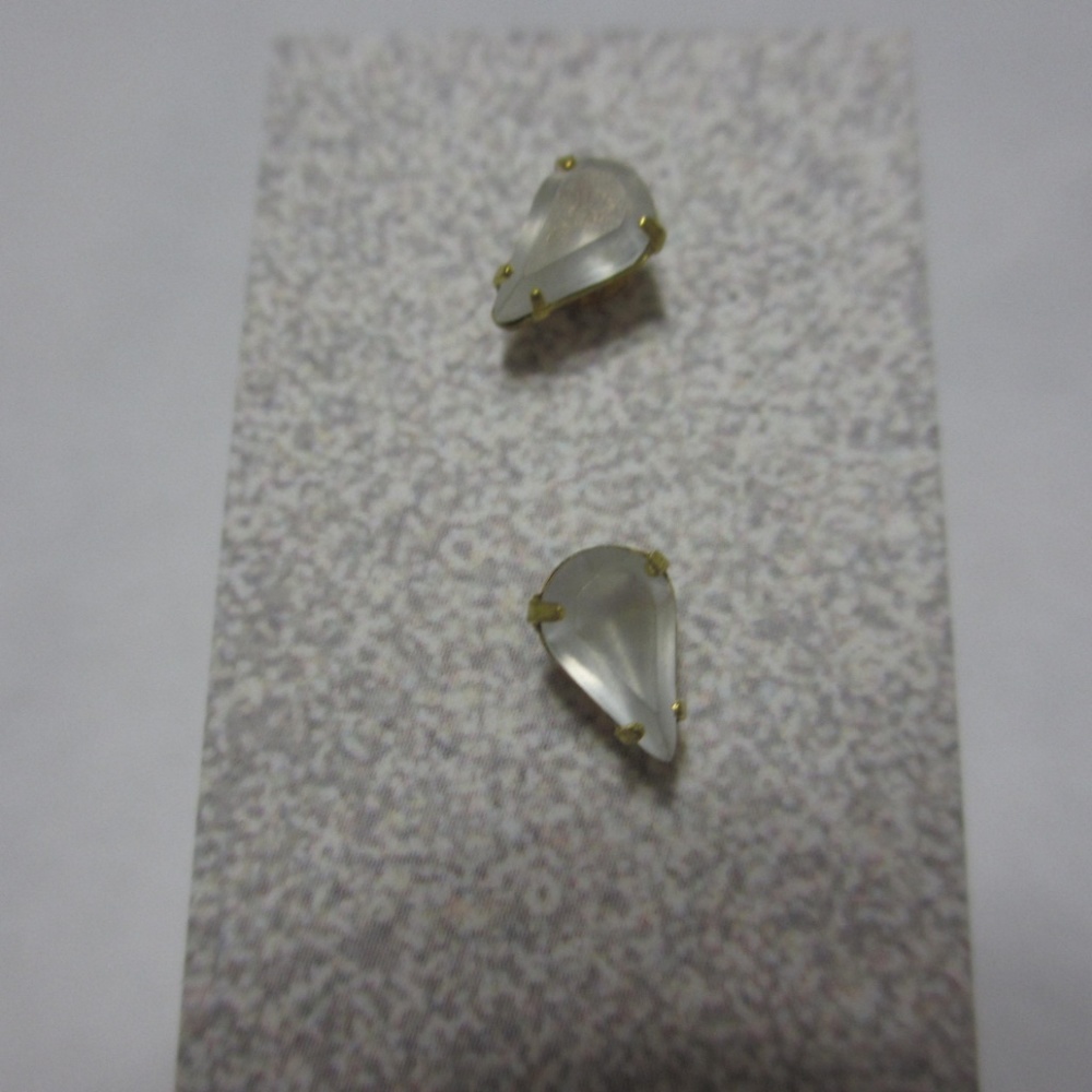 EARRINGS  KNOTTY DROP WHITE GLASS GOLD YELLOW